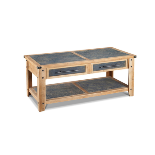 Coffee table with metal runners